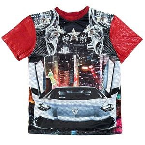 WTO2 Boy’s Graphic Red Racing Short Sleeve T-Shirt